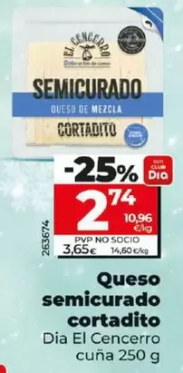 Oferta de Dia El Cencerro - Queso Semicurado Cortadito por 2,74€ en Dia