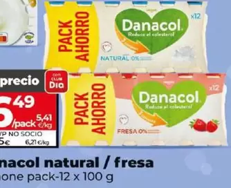 Oferta de Danone - Danacol Natural / Fresa por 6,49€ en Dia