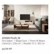 Oferta de Athos Plus_18 Gris Dakar | Nogal Sure | Pomo M Negro Librería L: 236 Cm | Mueble TV L: 192 Cm en Kibuc