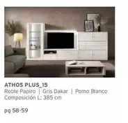 Oferta de Athos Plus_15 Roble Papiro Gris Dakar | Pomo Blanco Composición L: 385 Cm en Kibuc