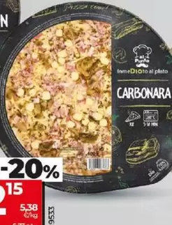 Oferta de Dia Al Punto - Pizza Fresca Carbonara por 2,15€ en Dia