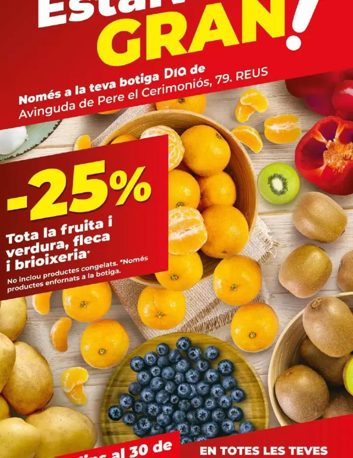 Oferta de Toda La Fruta Y Verdura, Panaderia Y Bolleria en Dia