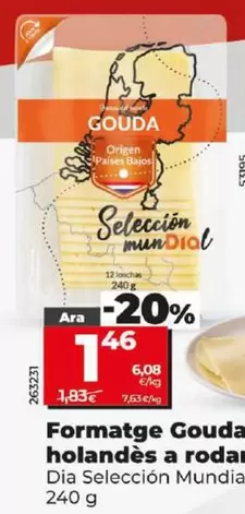 Oferta de Dia Seleccion Mundial - Queso Gouda Holandes En Lonchas por 1,46€ en Dia