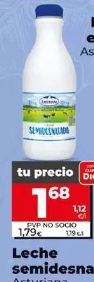 Oferta de Asturiana - Leche Semidesna por 1,68€ en Dia