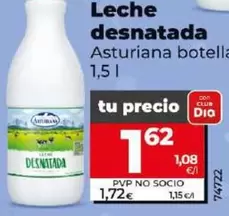 Oferta de Asturiana - Leche Desnatada por 1,62€ en Dia