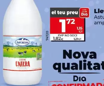 Oferta de Asturiana - Leche Entera por 1,72€ en Dia