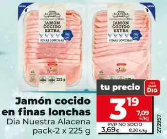 Oferta de Dia Nuestra Alacena - Jamón Cocido En Finas Lonchas por 3,19€ en Dia