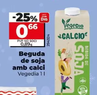 Oferta de Vegedia - Bebida De Soja Con Calcio por 0,66€ en Dia