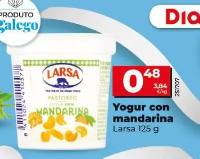 Oferta de Larsa - Yogur Con Mandarina por 0,48€ en Dia