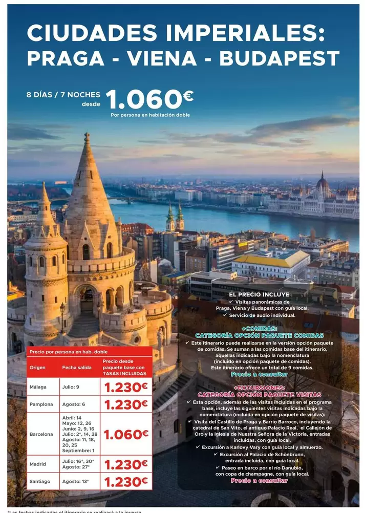 Oferta de Praga - Ciudades Imperiales -Viena-Budapest por 1060€ en Halcón Viajes