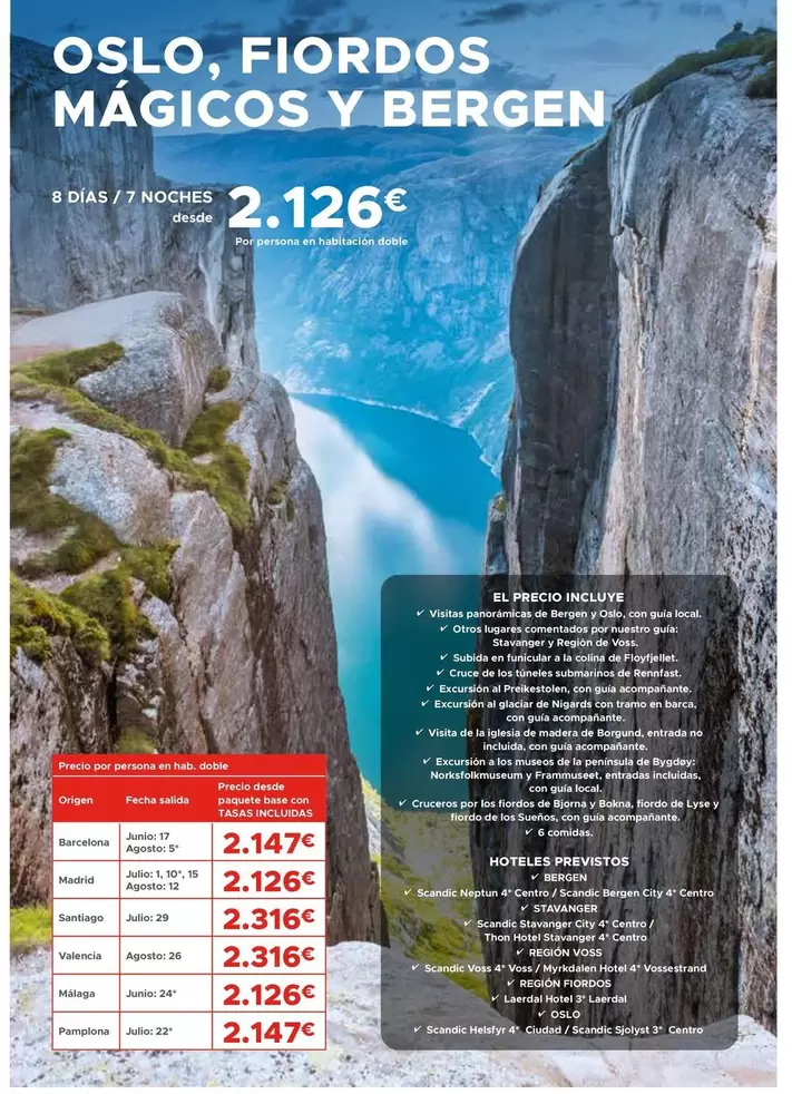 Oferta de Bergen - Oslo, Fiordos Magicos Y Bergen por 2126€ en Halcón Viajes