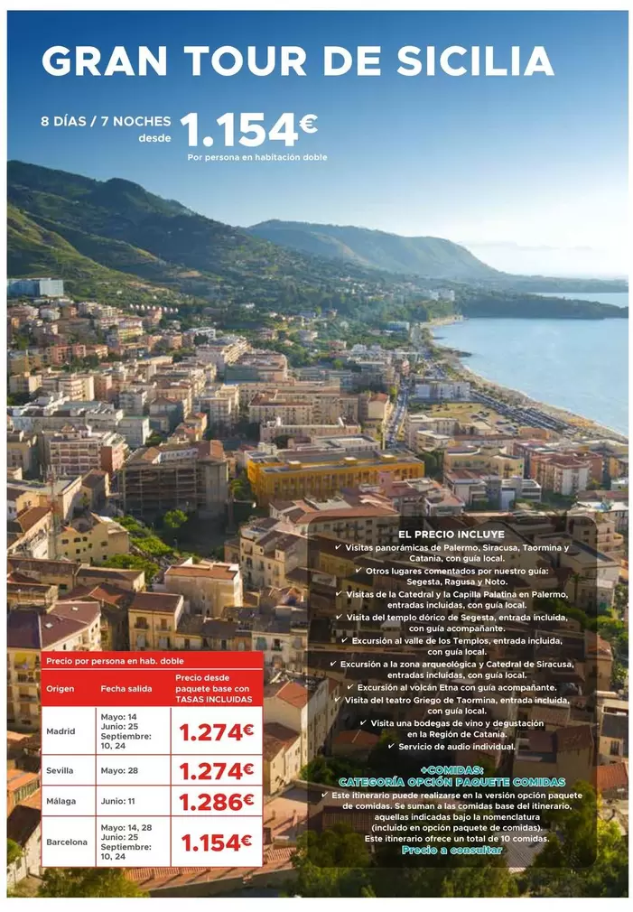 Oferta de Sicilia - Gran Tour De Sicilia por 1154€ en Halcón Viajes