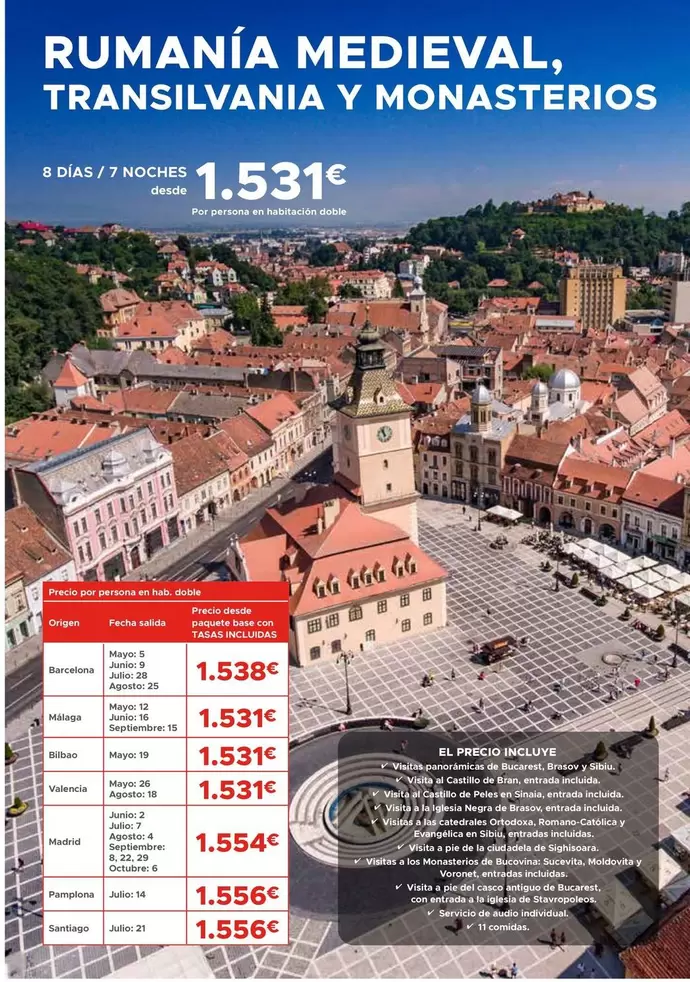 Oferta de Rumania Medieval por 1531€ en Halcón Viajes