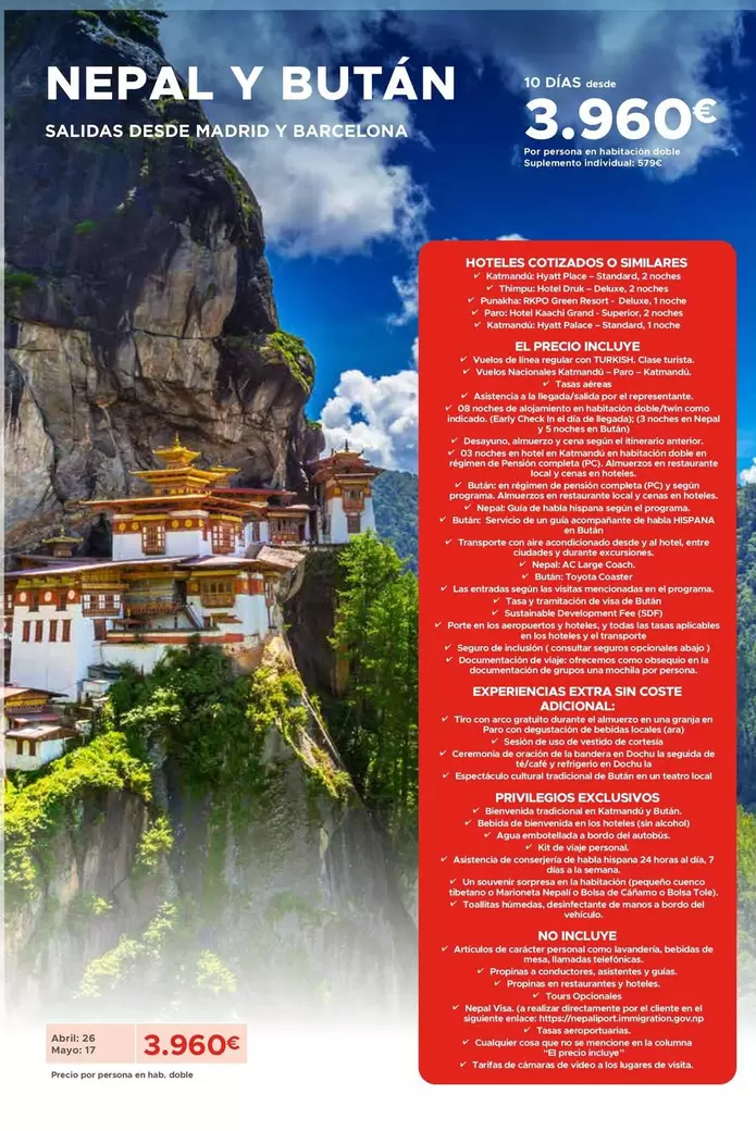 Oferta de Nepal Y Bután por 3960€ en Halcón Viajes