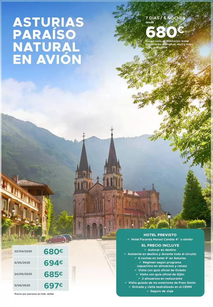 Oferta de Abril - Asturias Paraiso Natural En Avion por 680€ en Halcón Viajes