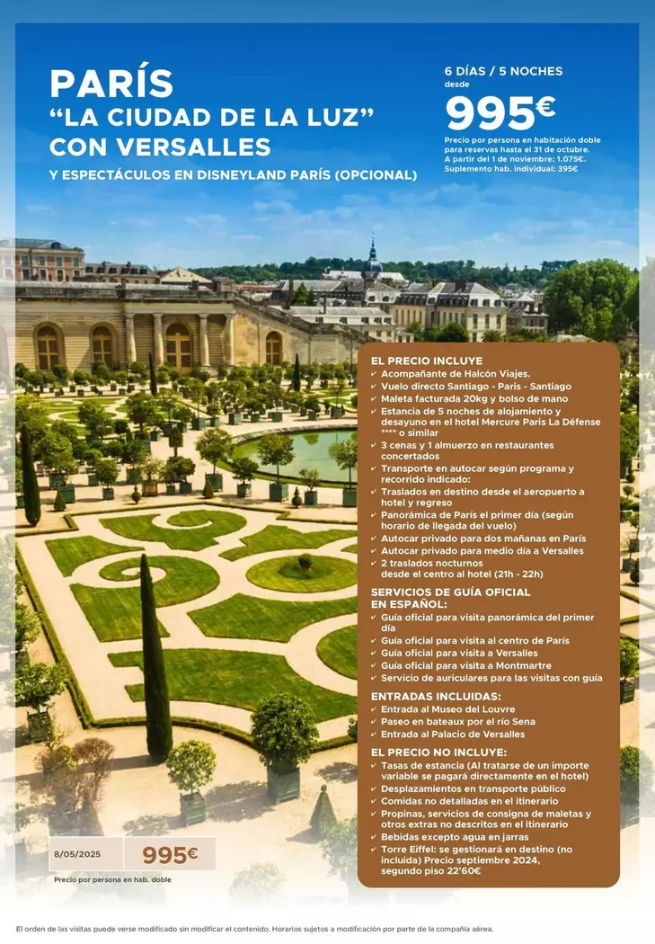 Oferta de París "La Ciudad De La Luz" Con Versalles  por 995€ en Halcón Viajes