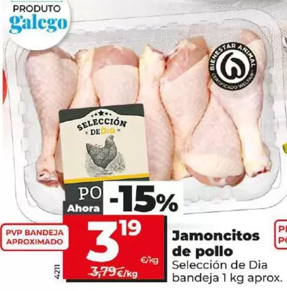 Oferta de Seleccion De Dia - Jamoncitos De Pollo por 3,19€ en Dia