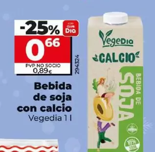 Oferta de Vegedia - Bebida De Soja Con Calcio por 0,66€ en Dia