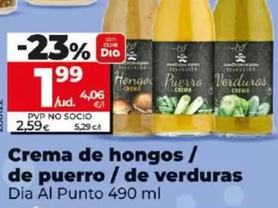 Oferta de Dia Al Punto - Crema De Hongos / De Puerro / De Verduras por 1,99€ en Dia