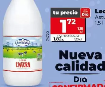 Oferta de Asturiana - Leche Entera por 1,72€ en Dia