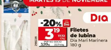 Oferta de Dia Mari Marinera - Filetes De Lubina por 3,19€ en Dia