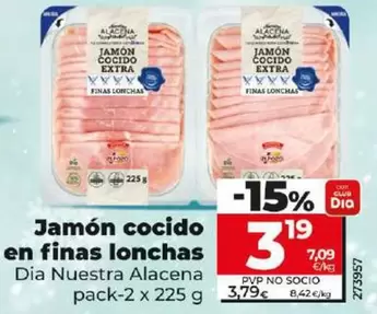 Oferta de Dia Nuestra Alacena - Jamón Cocido En Finas Lonchas por 3,19€ en Dia