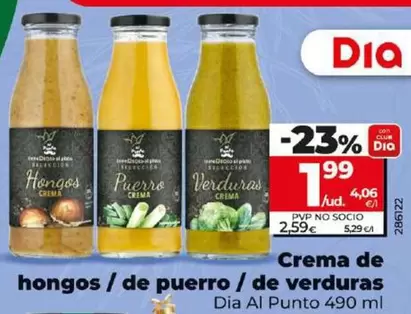 Oferta de Dia Al Punto - Crema De Hongos/De Puerro/De Verduras por 1,99€ en Dia