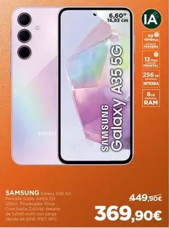 Oferta de Samsung - Galaxy A34 5g por 369,9€ en El Corte Inglés