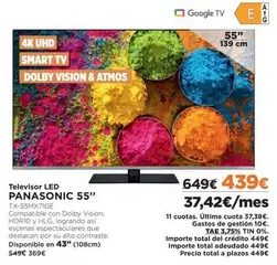 Oferta de Panasonic - Televisor Led por 439€ en El Corte Inglés