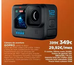 Oferta de GoPro - Camara De Aventura por 349€ en El Corte Inglés