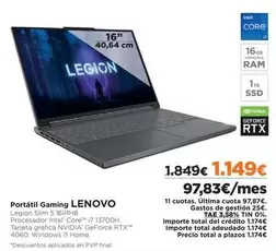 Oferta de Lenovo - Portatil Gaming por 1149€ en El Corte Inglés