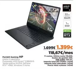 Oferta de Ram - Portátil Gaming por 1399€ en El Corte Inglés