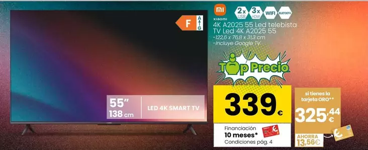 Oferta de Xiaomi - Tv Led 4k A2025 55 por 339€ en Eroski