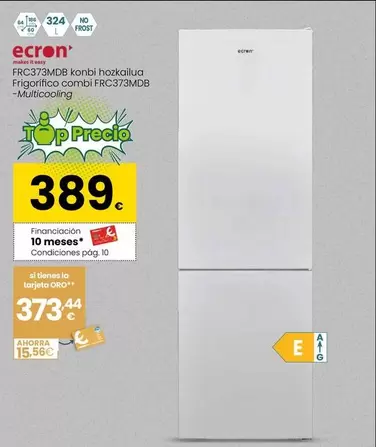 Oferta de Ecron - Frigorífico Combi FRC373MDB por 389€ en Eroski