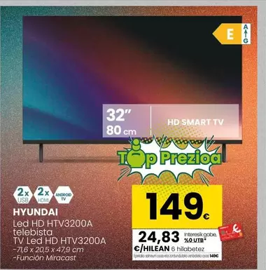 Oferta de Hyundai - Tv Led Hd HTV3200A por 149€ en Eroski