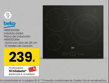 Oferta de Beko - Placa De Inducción HIIS63206M por 239€ en Eroski