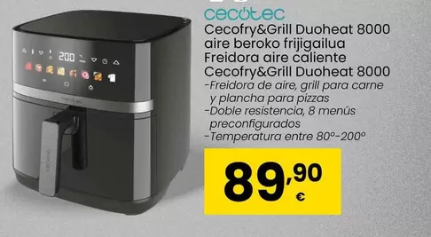 Oferta de Cecotec - Freidora Aire Caliente Cecofry&Grill Duoheat 8000 por 89,9€ en Eroski