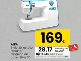 Oferta de Alfa - Máquina De Coser Style 30 por 169€ en Eroski