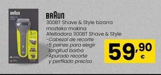 Oferta de Braun - Afeitadora 300BT Shave & Style por 59,9€ en Eroski