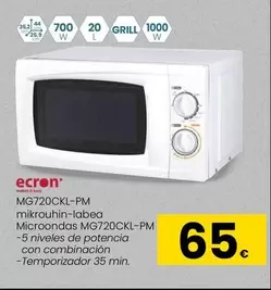 Oferta de Ecron - Microondas MG720CKL-PM por 65€ en Eroski