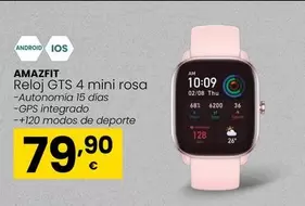 Oferta de Amazfit - Reloj GTS 4 Mini Rosa por 79,9€ en Eroski