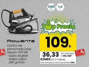 Oferta de Rowenta - Centro De Planchado Easy Steam VR7361 por 109€ en Eroski