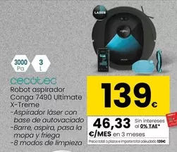 Oferta de Cecotec - Robot Aspirador Conga 7490 Ultimate X-treme por 139€ en Eroski