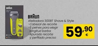 Oferta de Braun - Afeitadora 300BT Shave & Style por 59,9€ en Eroski