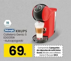 Oferta de DeLonghi - Cafetera Genio S EDG315R por 69€ en Eroski