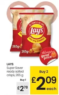 Oferta de Lay's - Super Saver Ready Salted Crisps por 2,78€ en Eroski