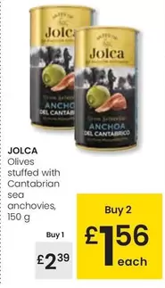 Oferta de Jolca - Olives Stuffed With Cantabrian Sea Anchovies por 2,39€ en Eroski