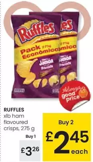 Oferta de Ruffles - Xlb Ham Flavoured Crisps por 3,26€ en Eroski