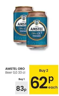 Oferta de Amstel Oro - Beer 0,0 por 0,83€ en Eroski