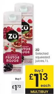 Oferta de Zü - Selected Squeezed Juices por 1,72€ en Eroski